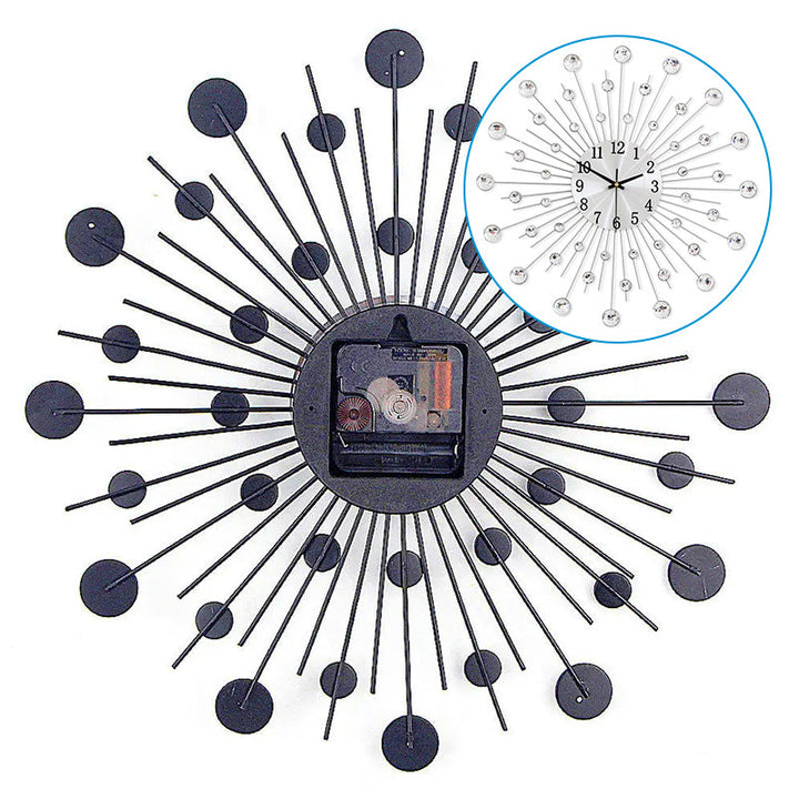 Crystal Sunburst Wall Clock Silver 13 inch 5