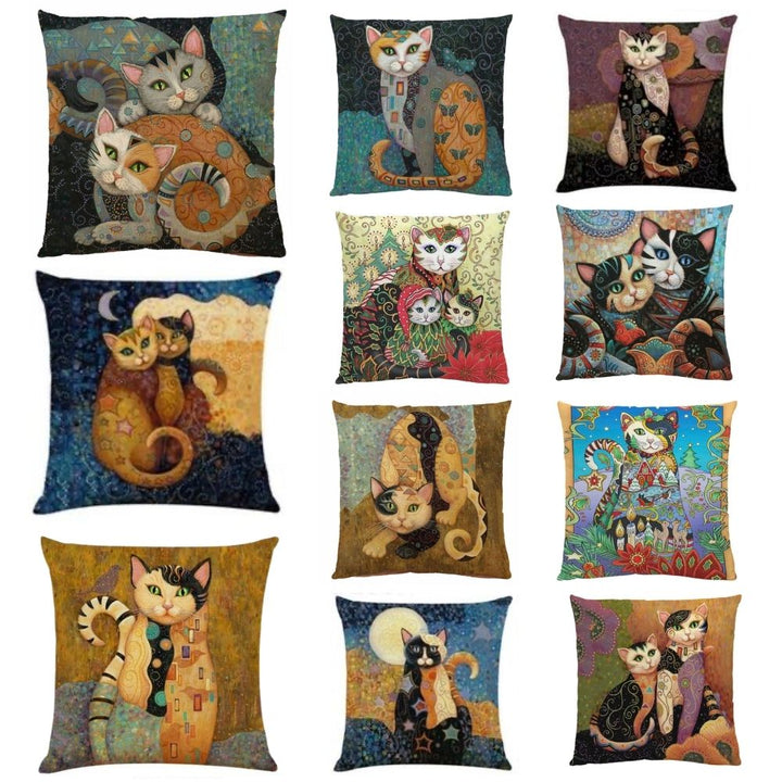 Cushion Covers 18 x 18 Inch Cat Paintings Set of 11 Set of 11 1