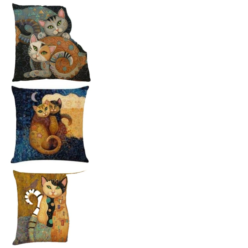 Cushion Covers 18 x 18 Inch Cat Paintings Set of 11 on white
