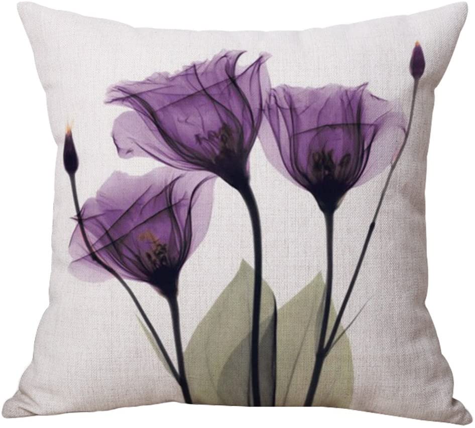 Cushion Covers 18 x 18 Inch Floral Linen Set of 4 Set of 4 1