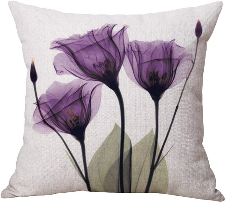 Cushion Covers 18 x 18 Inch Floral Linen Set of 4 Set of 4 1