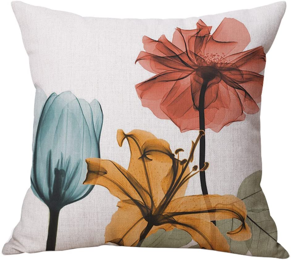 Cushion Covers 18 x 18 Inch Floral Linen Set of 4 Set of 4 2