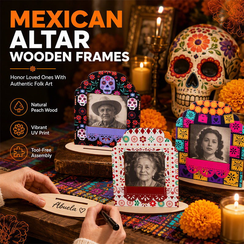 Day of the Dead Picture Frames Wooden Set of 6 1