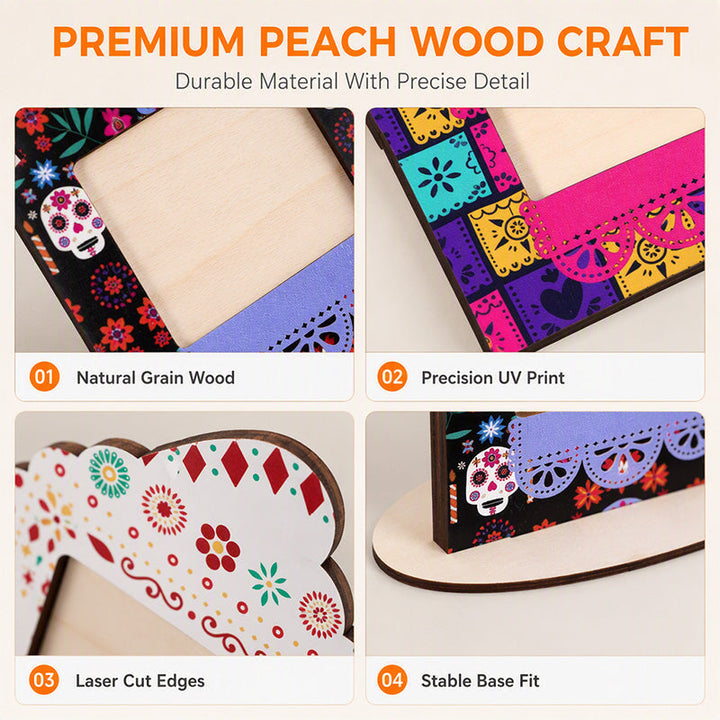 Day of the Dead Picture Frames Wooden Set of 6 3
