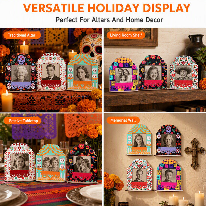 Day of the Dead Picture Frames Wooden Set of 6 4