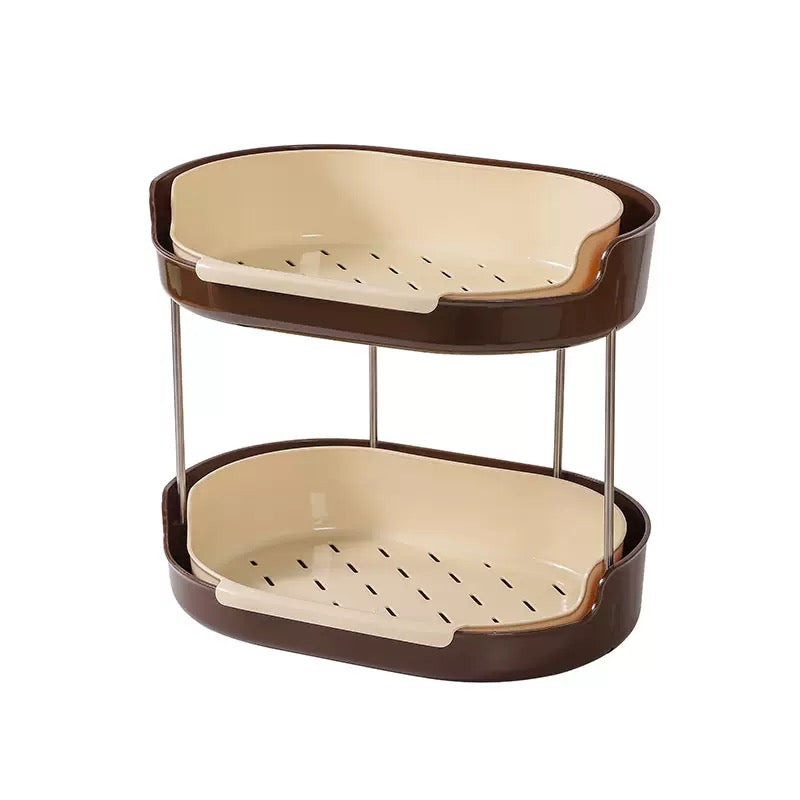 Detachable Countertop Drain Rack Organizer Set of 2 Cream 1