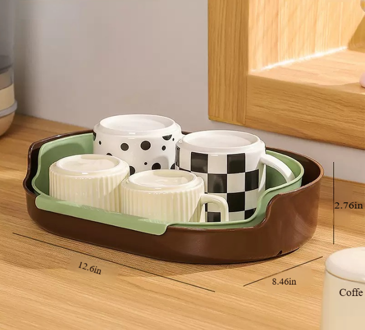 Detachable Countertop Drain Rack Organizer Set of 2 Green 1