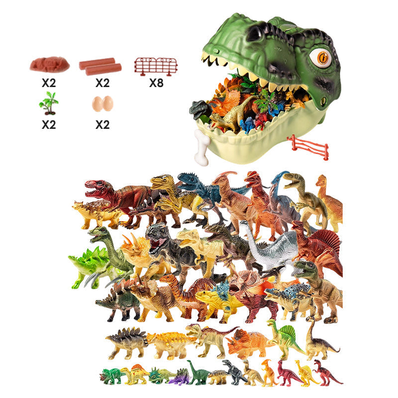 Dinosaur Toy Playset with T Rex Head Storage Box 64 Pieces 1