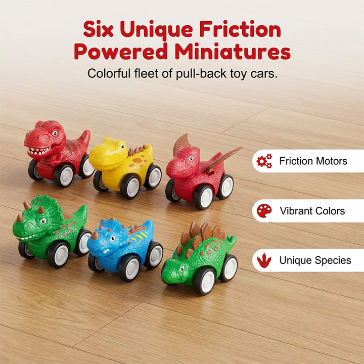 Dinosaur Transport Truck Toy with 6 Pull Back Cars Set of 3 1