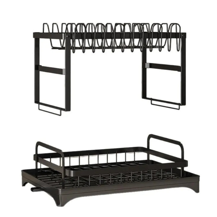 Dish Drying Rack 2 Tier with Utensil Holder and Drip Tray 4