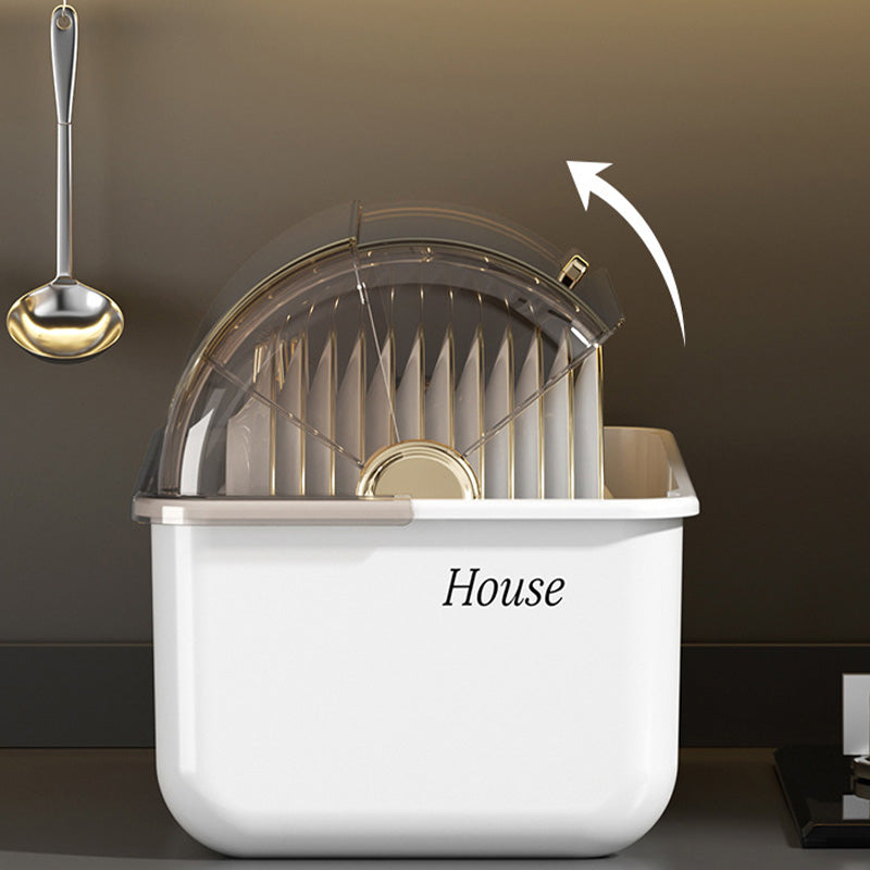 Dish Storage Box with Clear Lid and Drain Tray Set of 2 4