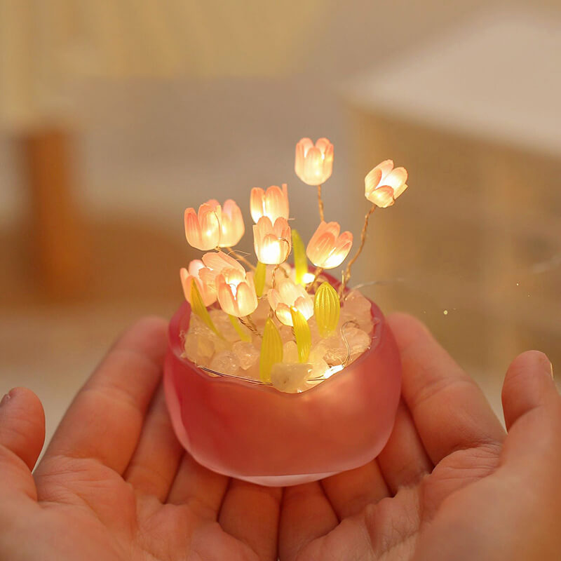 DIY Tulip Night Light Kit 10 Flowers Glass Cup Set of 2 1