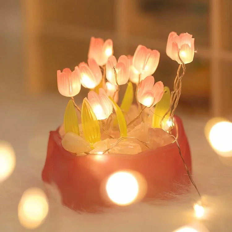 DIY Tulip Night Light Kit 10 Flowers Glass Cup Set of 2 2