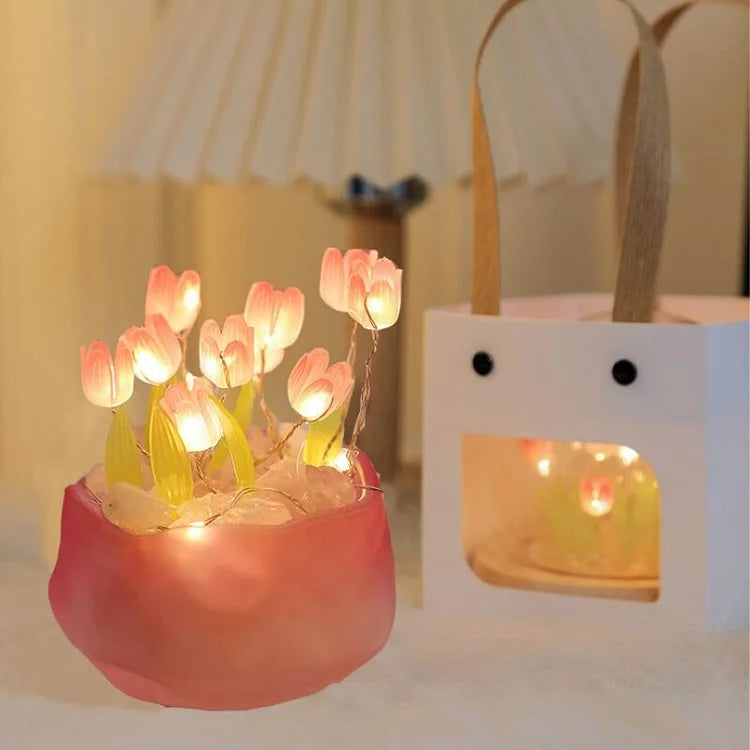 DIY Tulip Night Light Kit 10 Flowers Glass Cup Set of 2 3