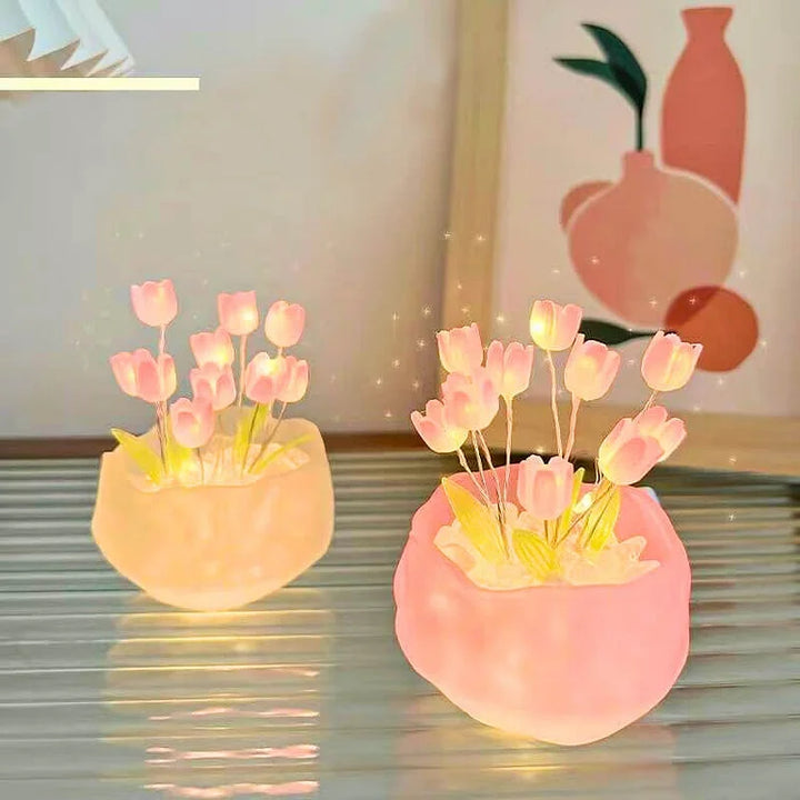 DIY Tulip Night Light Kit 10 Flowers Glass Cup Set of 2 6