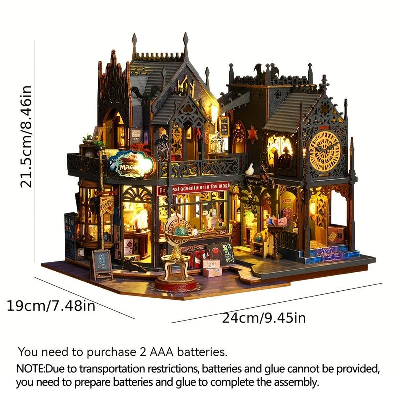 DIY Wooden Book Nook Kit Gothic Town 9.45 x 7.48 x 8.46 inch Set of 2 1