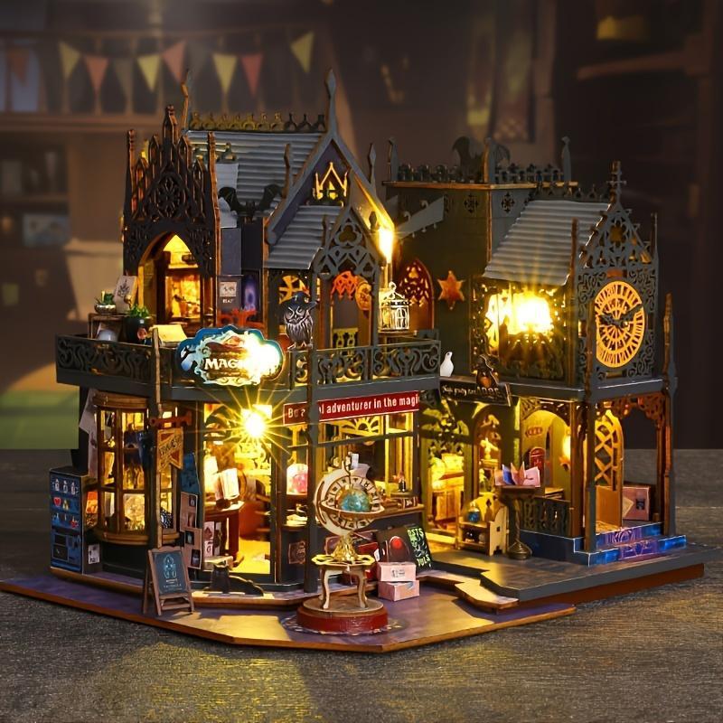 DIY Wooden Book Nook Kit Gothic Town 9.45 x 7.48 x 8.46 inch Set of 2 3
