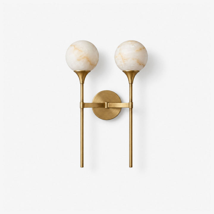 Double Alabaster Globe Wall Sconce Torch Stems 19 in Set of 2 1