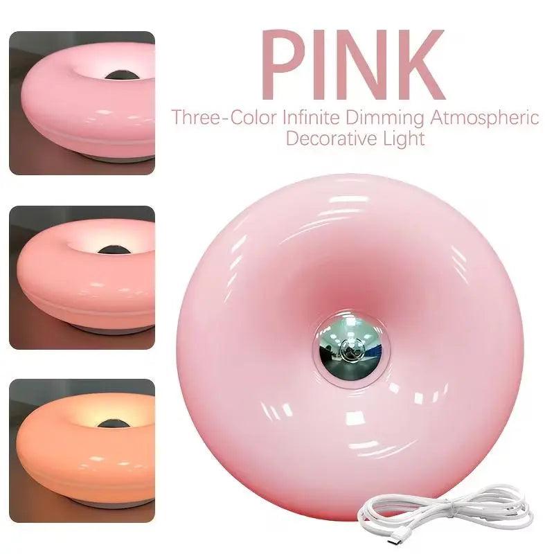 Doughnut LED Night Lamp Touch and Remote Control 16 Colors Pink 1
