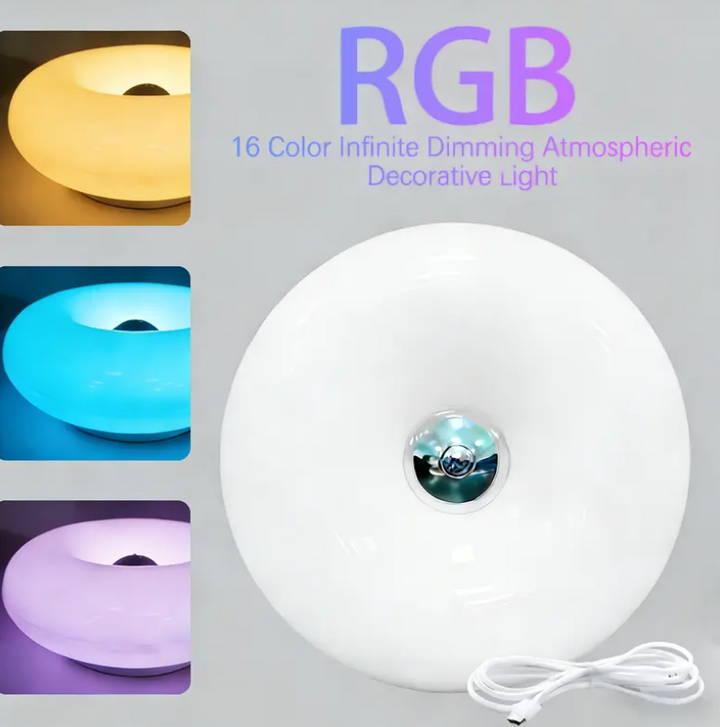 Doughnut LED Night Lamp Touch and Remote Control 16 Colors White 1