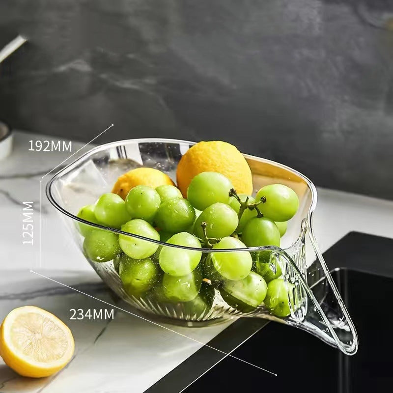 Drain Basket Bowl with Pour Spout 9.2 Inch Clear 1