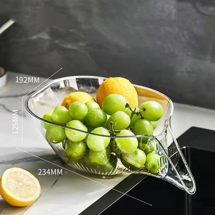 Drain Basket Bowl with Pour Spout 9.2 Inch Clear 1