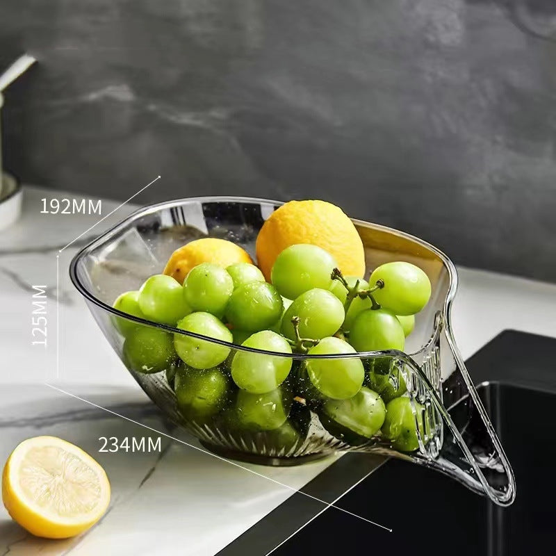 Drain Basket Bowl with Pour Spout 9.2 Inch Clear Gray 1
