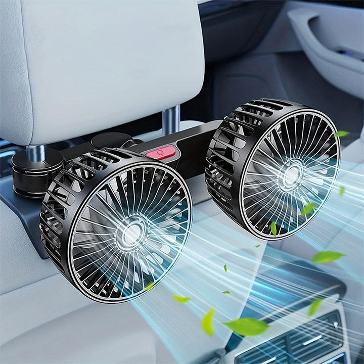 Dual Head Car Backseat Fan USB Powered 3 Speed Set of 2 1