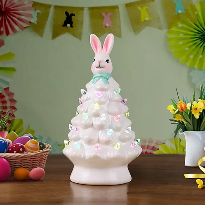 Easter Bunny Tree with LED Lights Resin 7.9 Inch White 1