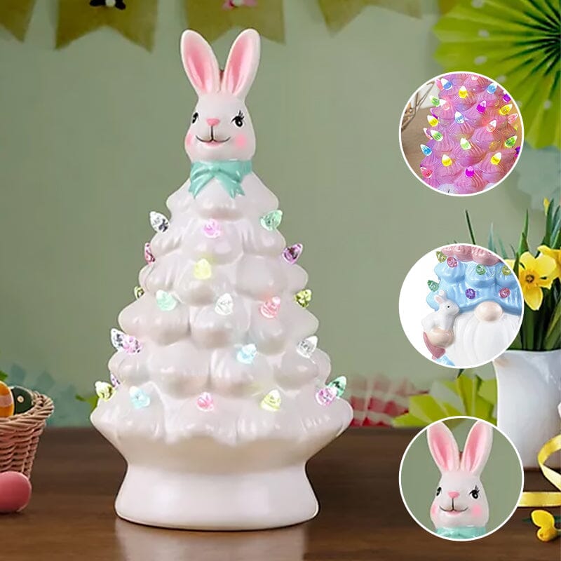 Easter Bunny Tree with LED Lights Resin 7.9 Inch White 2
