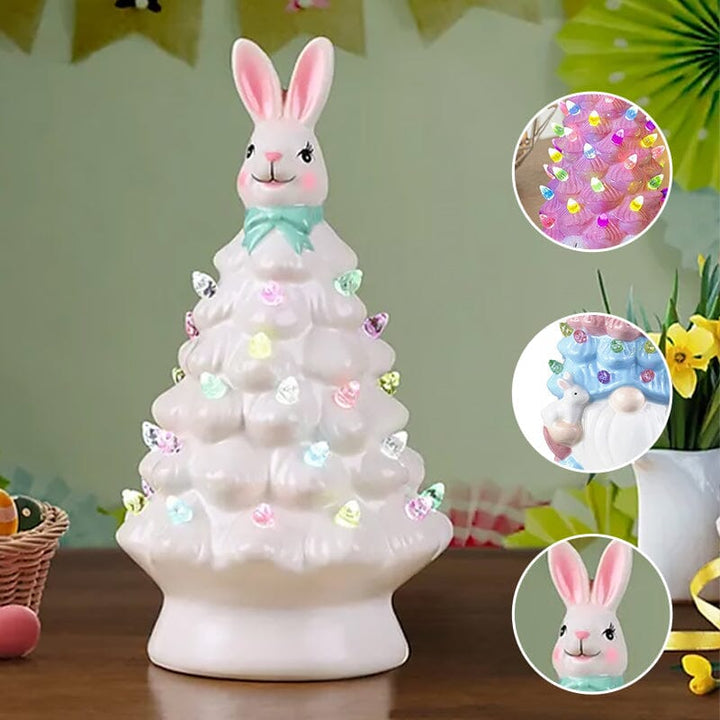 Easter Bunny Tree with LED Lights Resin 7.9 Inch White 2