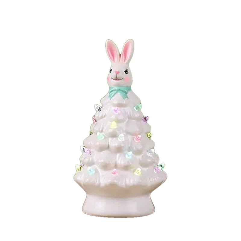 Easter Bunny Tree with LED Lights Resin 7.9 Inch on white