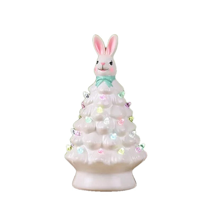 Easter Bunny Tree with LED Lights Resin 7.9 Inch on white