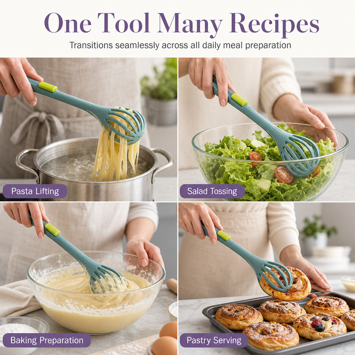 Egg Whisk and Food Tongs 2 in 1 Kitchen Tool 11 Inch 4