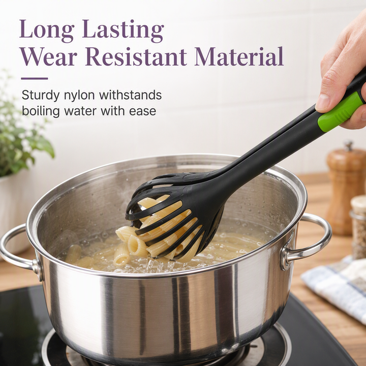 Egg Whisk and Food Tongs 2 in 1 Kitchen Tool 11 Inch Black 2