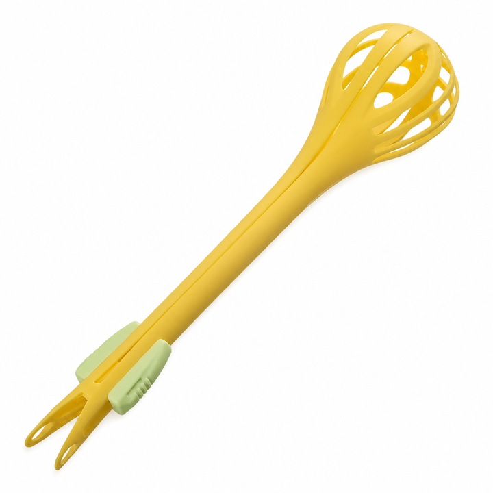 Egg Whisk and Food Tongs 2 in 1 Kitchen Tool 11 Inch Yellow 1