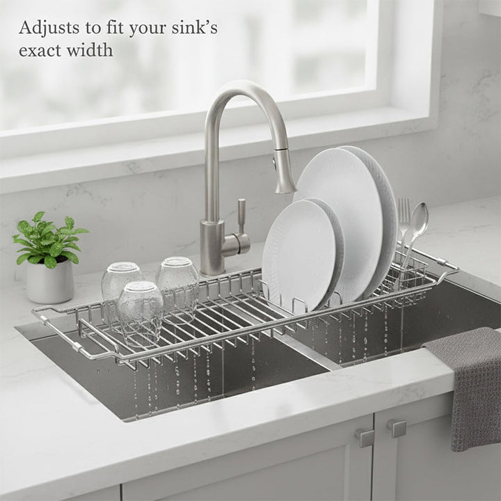 Expandable Over the Sink Dish Rack Stainless Steel 16.7 to 21.7 Inch 4