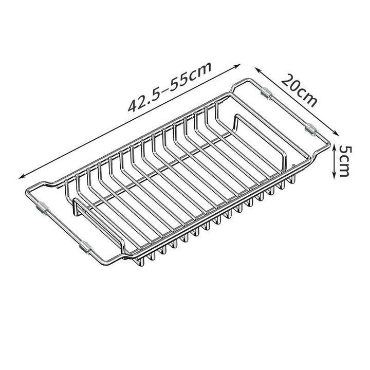 Expandable Over the Sink Dish Rack Stainless Steel 16.7 to 21.7 Inch Drain Basket 1