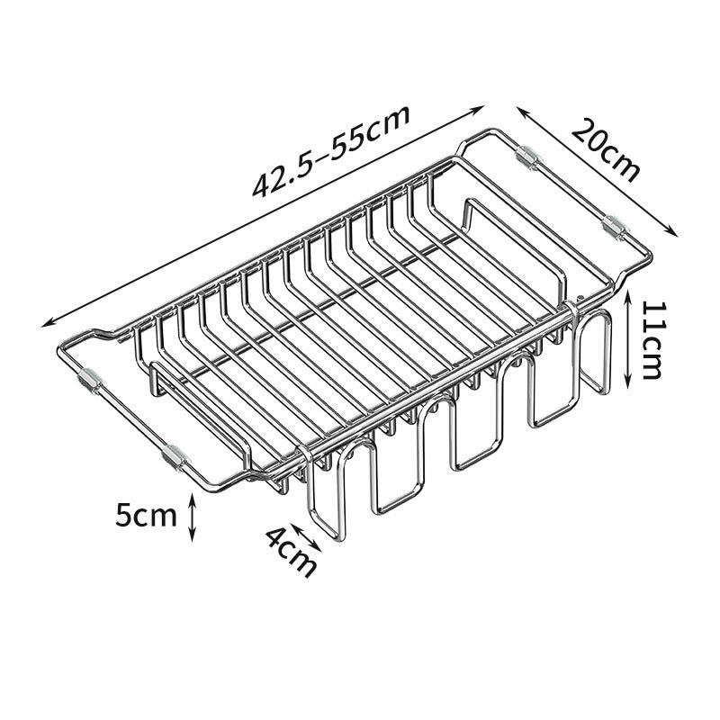 Expandable Over the Sink Dish Rack Stainless Steel 16.7 to 21.7 Inch Drain Basket with Cup Holder 1