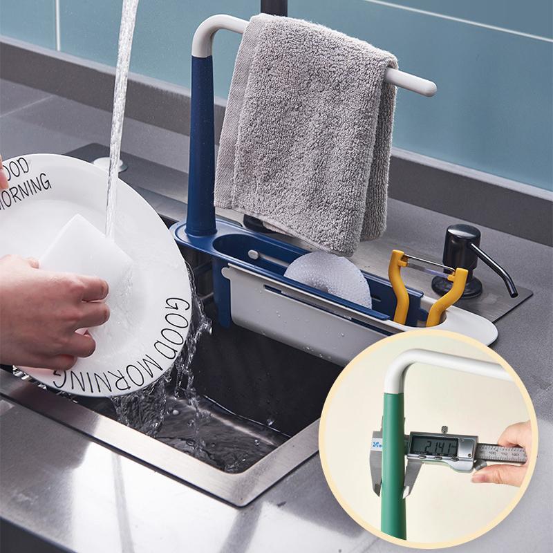 Expandable Sink Caddy with Towel Bar Blue 1