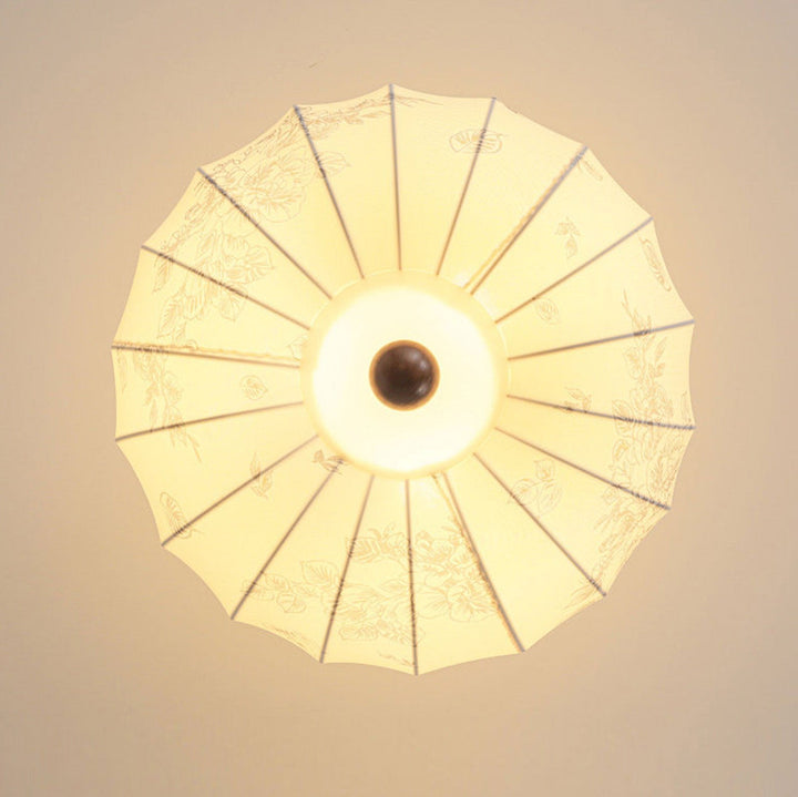Fabric Lantern Pendant Light Wood Ball Accents 17.7 in Set of 2 6