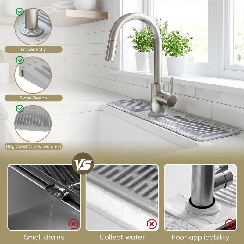 Faucet Splash Guard Mat Silicone 17.7 x 5.5 Inch 3