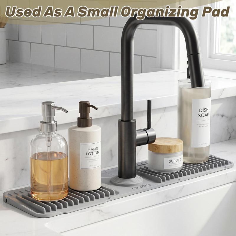 Faucet Splash Guard Mat Silicone 17.7 x 5.5 Inch 5