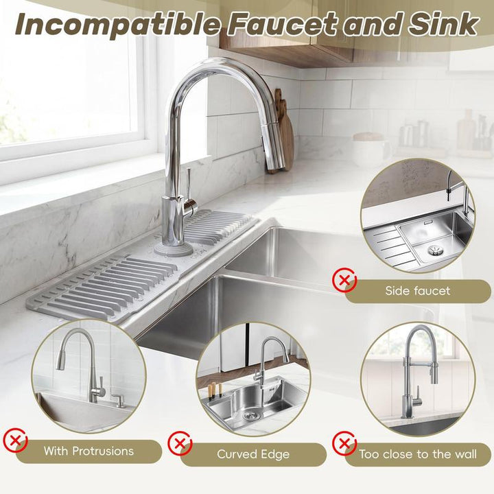 Faucet Splash Guard Mat Silicone 17.7 x 5.5 Inch 6