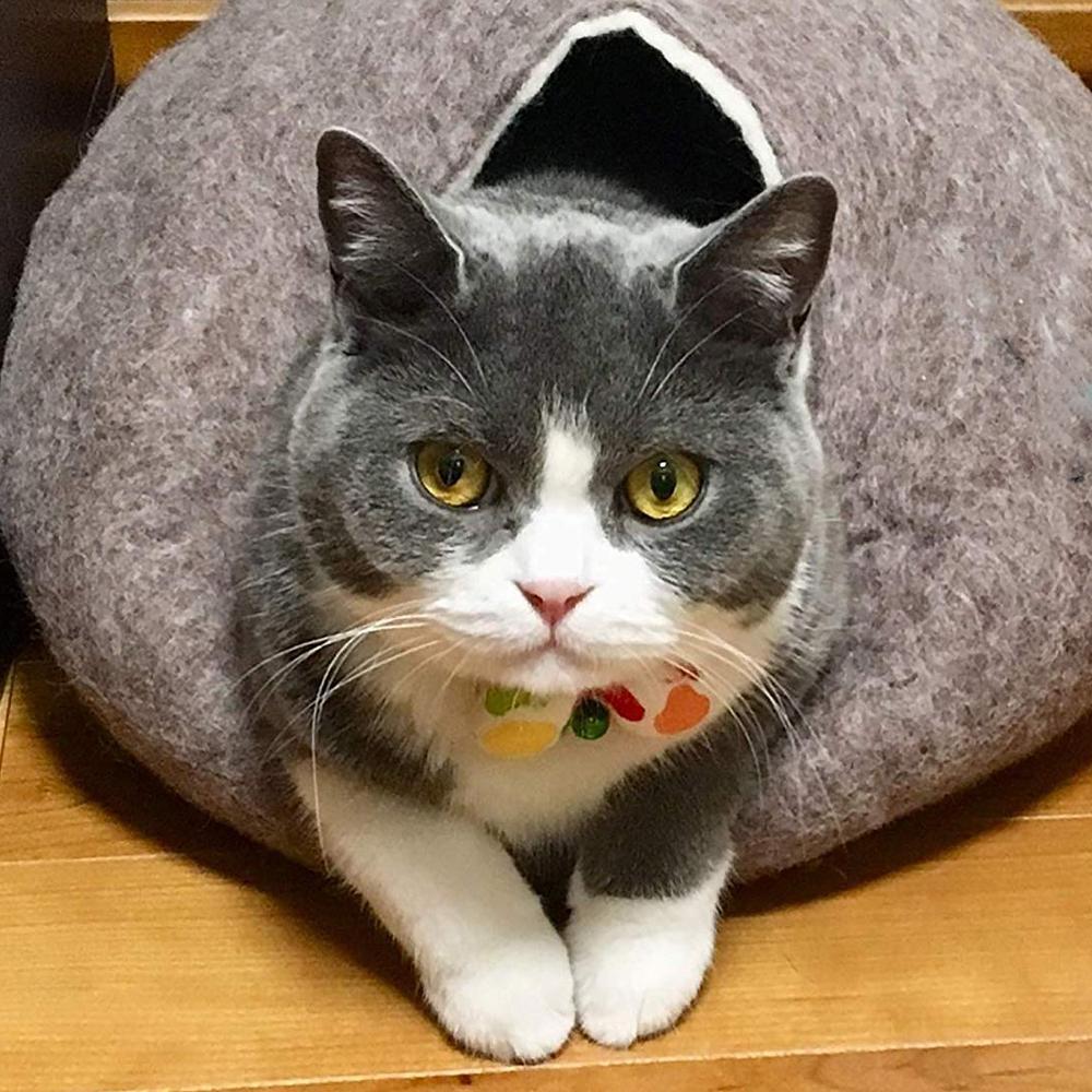 Felted Wool Cat Cave Bed 18.9 x 14.2 Inch 1