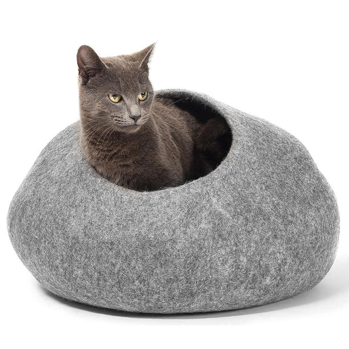 Felted Wool Cat Cave Bed 18.9 x 14.2 Inch Light Gray 1