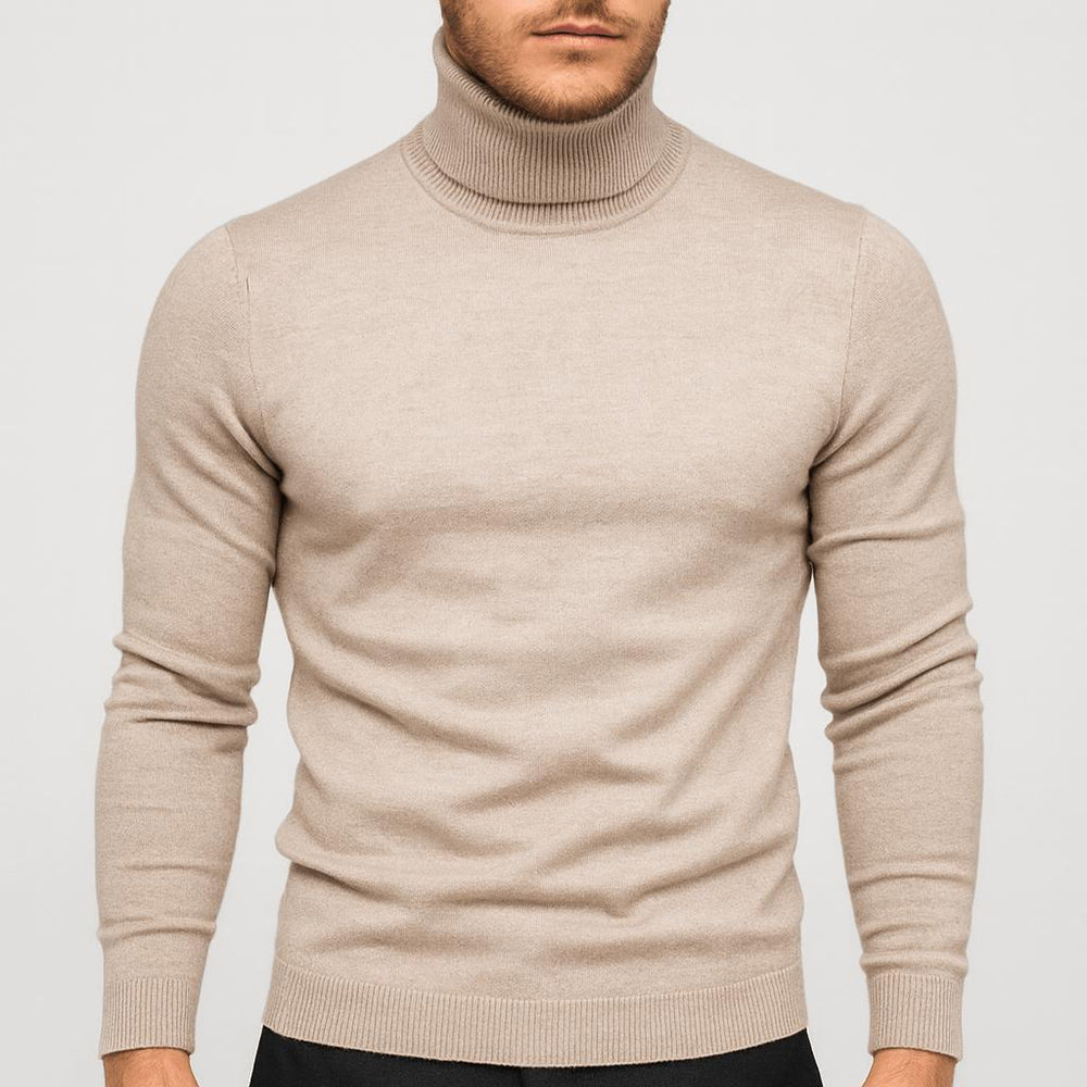 Fine Knit Turtleneck Sweater Beige 1