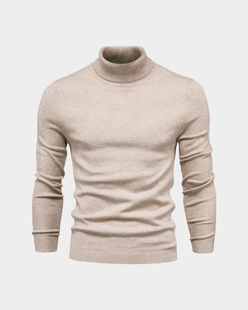 Fine Knit Turtleneck Sweater Beige 2