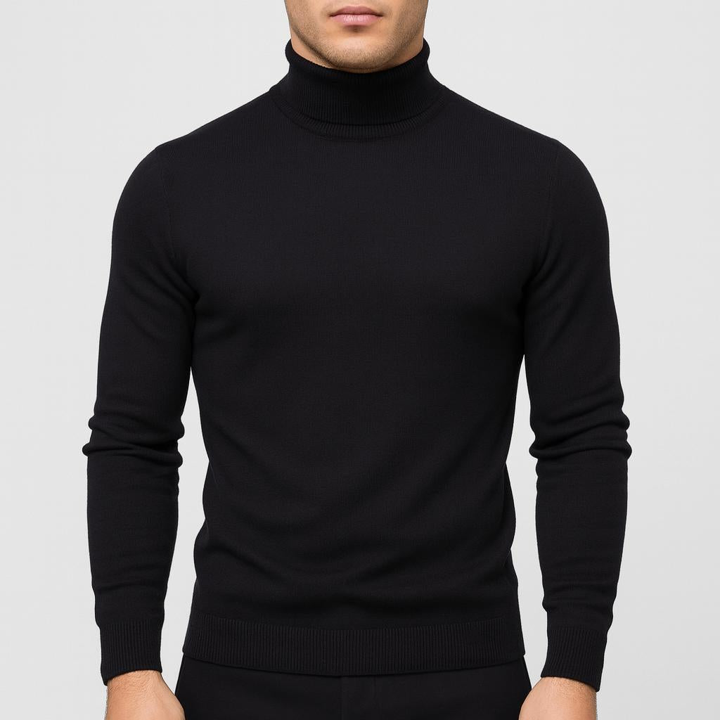 Fine Knit Turtleneck Sweater Black 1