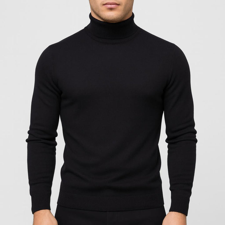 Fine Knit Turtleneck Sweater Black 1